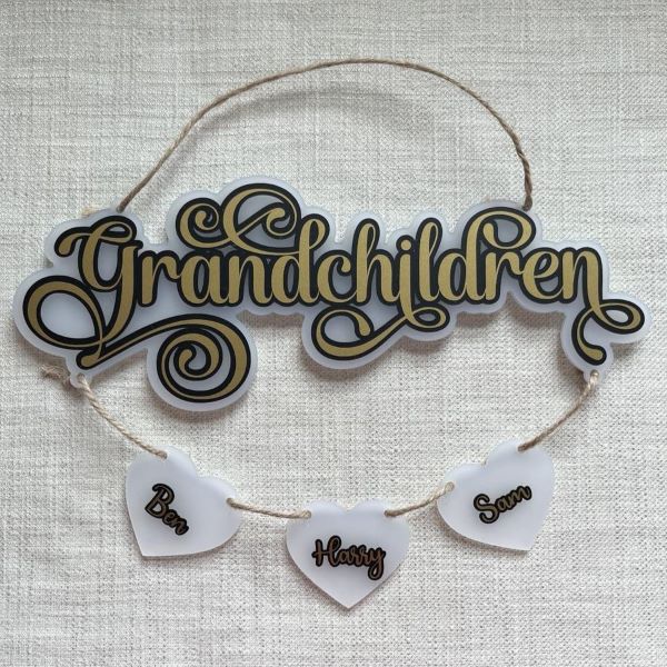 Fancy Style Grandchildren Plaque with Hearts